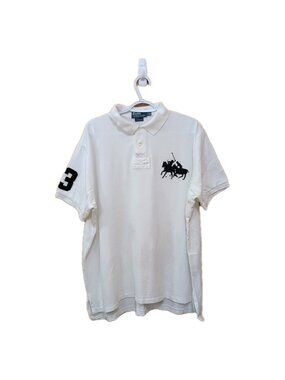 Polo Ralph Lauren Shirt Men's XXL White Vintage Short Sleeve Rugby Polo Big Pony